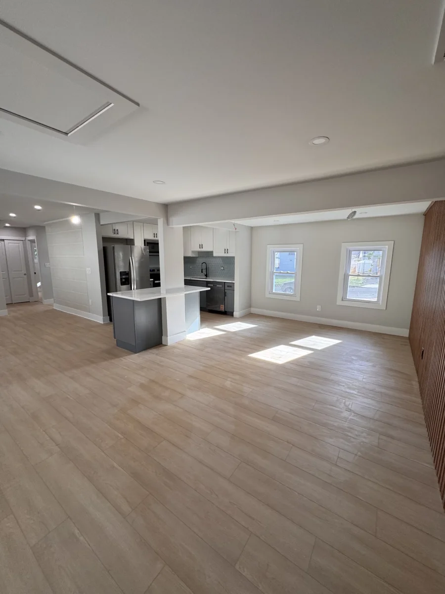 Open main floor from the living room to the kitchen
