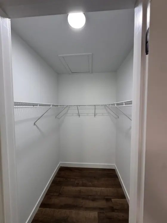Walk-in closet with wire shelving